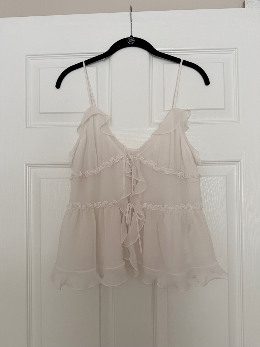 White Ruffle Tie-Front Cami Top